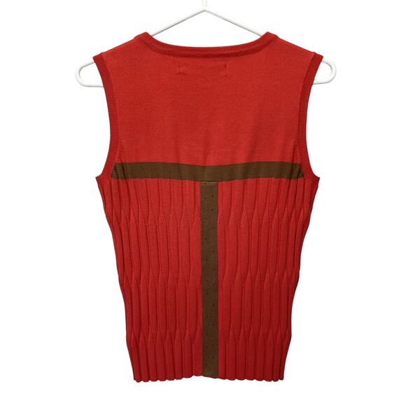 Jamie Sadock | Coral Orange & Brown Colorblock Ribbed Sleeveless Top Medium - Picture 5 of 5